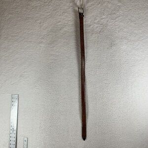 Talbots‎ Belt Women's Medium Brown Leather Crocodile Print Square Buckle 9604